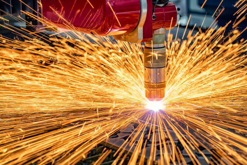 cnc laser cutting of metal, modern industrial technology.