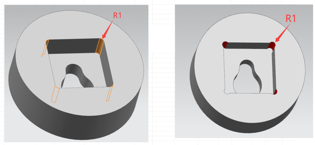 Round corner residue of cnc machining